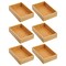 mDesign Bamboo Stackable Kitchen Drawer Organizer Tray, 6 Pack - Natural Wood